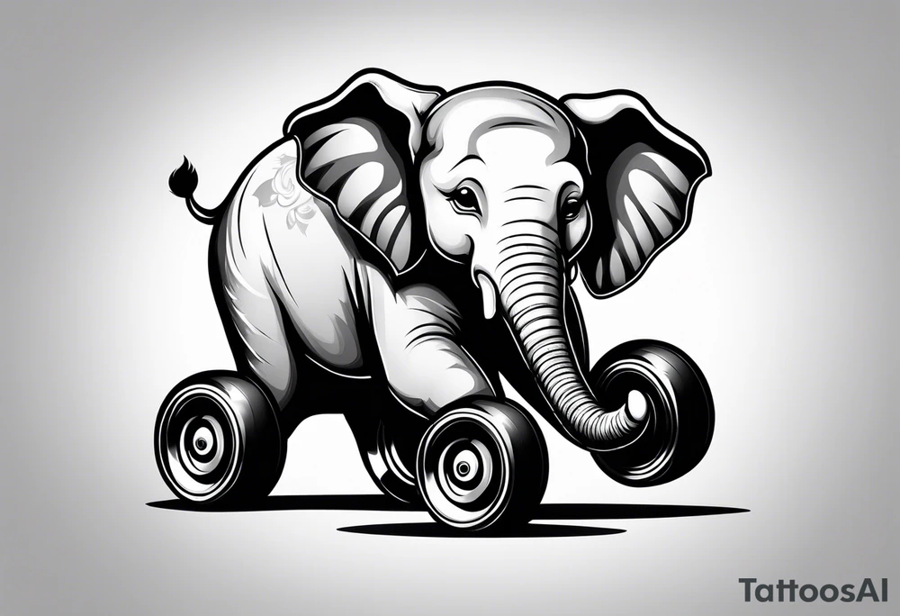 Baby elephant roller derby tattoo idea