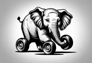 Baby elephant roller derby tattoo idea
