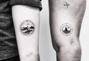 Father daughter matching 2 separate tattoos . Water related. Marine life tattoo idea