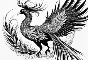 asian phoenix with a long neck, graceful and elegant tattoo idea