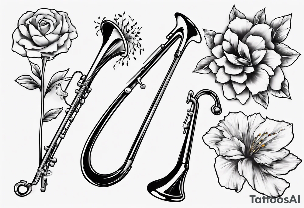 trombone growing a flower tattoo idea