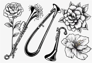 trombone growing a flower tattoo idea