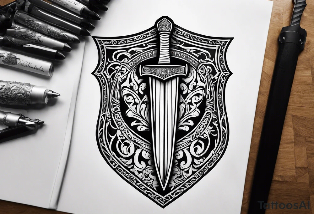 Valhalla shield  steps sword tattoo idea