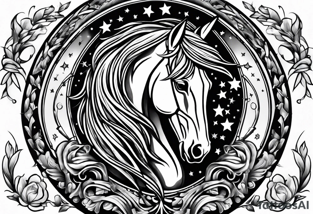 horseshoe with shooting stars tattoo idea