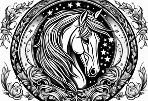 horseshoe with shooting stars tattoo idea