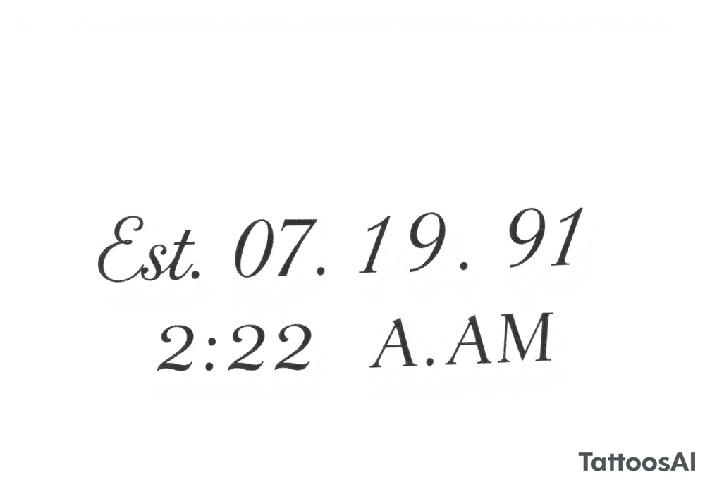 Est. 07.19.91  2:22 A.M tattoo idea