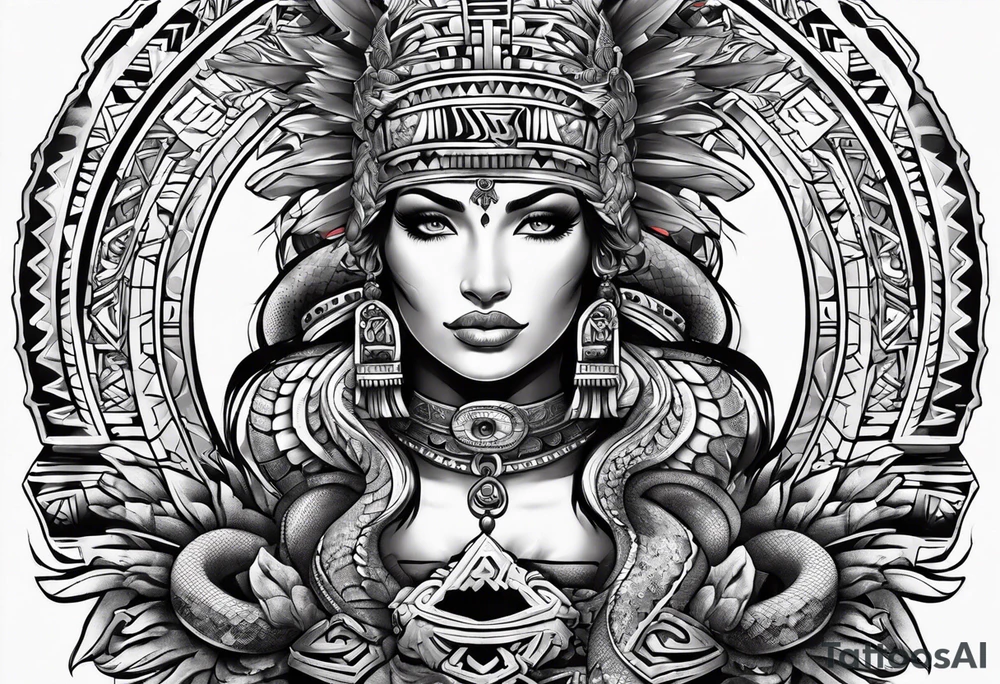 aztec snake sleeve tattoo idea