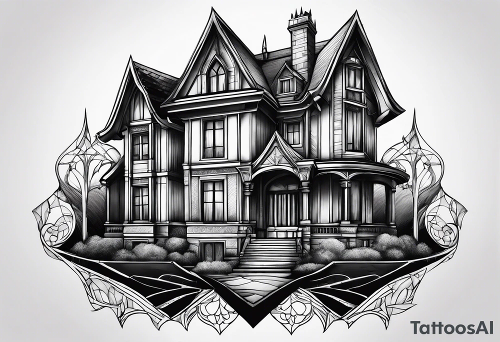 gothic house tattoo idea