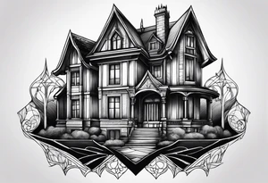 gothic house tattoo idea