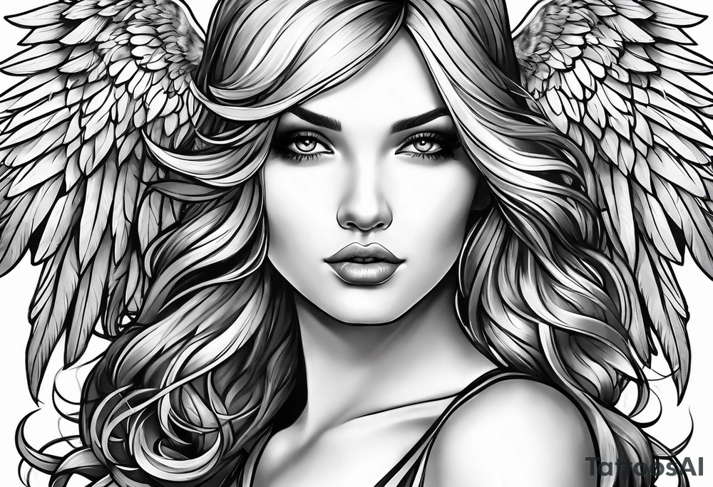 Female angel tattoo idea