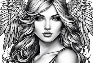 Female angel tattoo idea