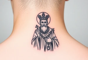 russian christian orthodox saint holding the russian orthodox thurible chains tattoo idea
