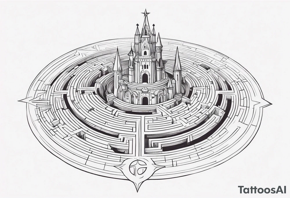 Labyrinth, Castle, North Star tattoo idea