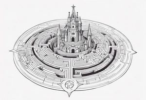 Labyrinth, Castle, North Star tattoo idea