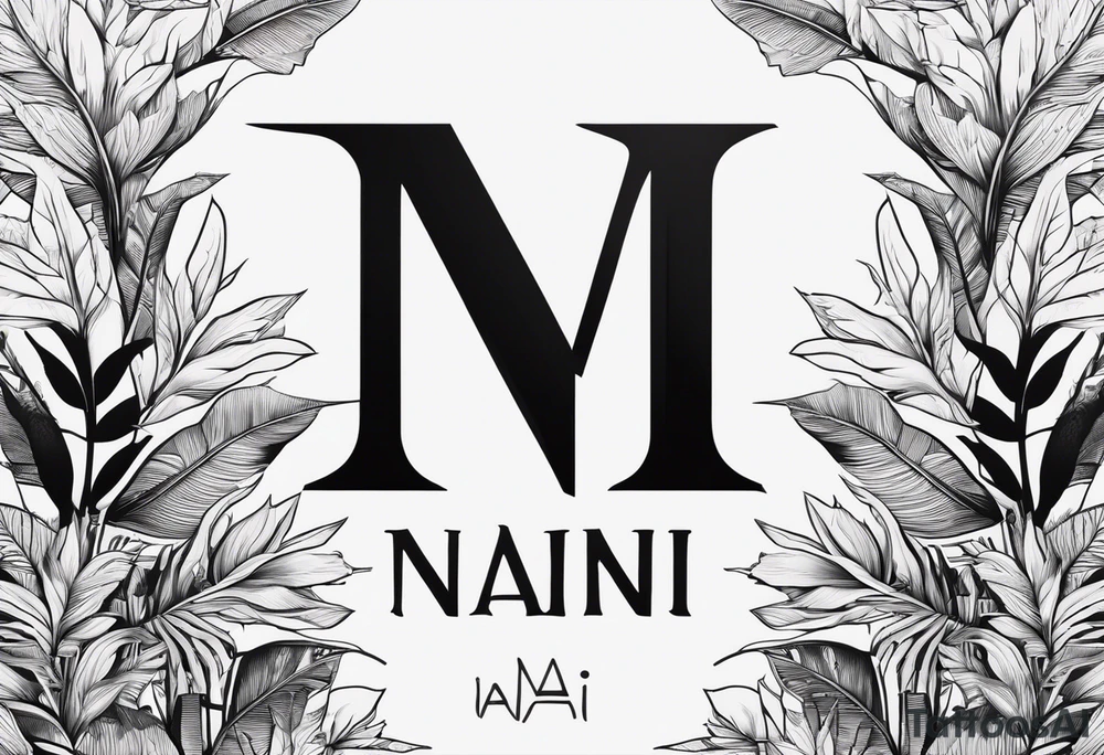 Write the word N A I N in a creative way with nature tattoo idea Write the word N A I N in a creative way with nature tattoo idea
