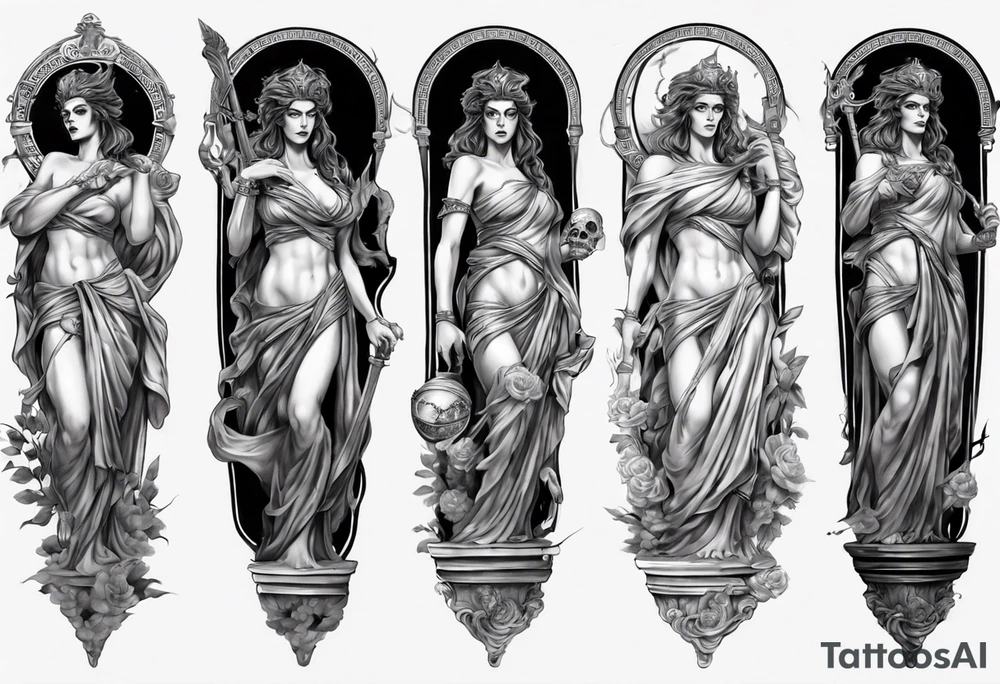 GREEK GODess hades STATUE
ARM SLEEVE
REALISTIC tattoo idea