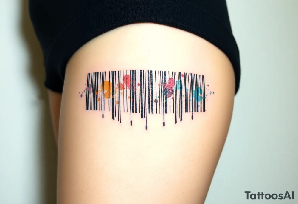 A barcode where the lines glitch and distort at the edges, symbolizing a love that breaks traditional codes. tattoo idea