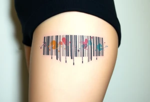 A barcode where the lines glitch and distort at the edges, symbolizing a love that breaks traditional codes. tattoo idea