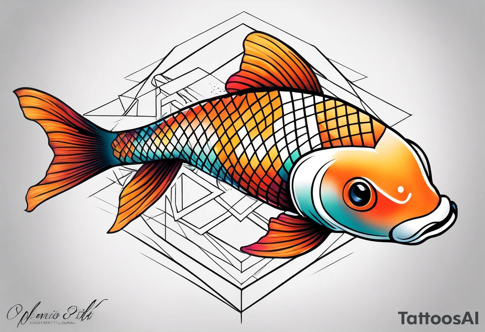 Geometric koi sleeve tattoo idea