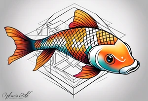 Geometric koi sleeve tattoo idea