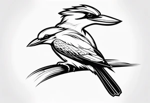 flying kookaburra with a snake in its beak tattoo idea