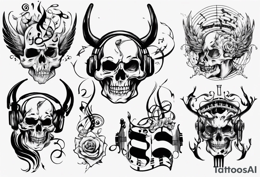 music stave head tattoo idea