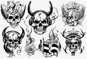 music stave head tattoo idea