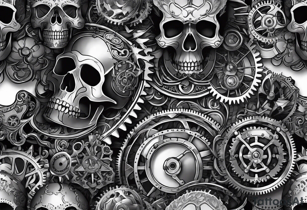 steam punk, Gears, skulls tattoo idea