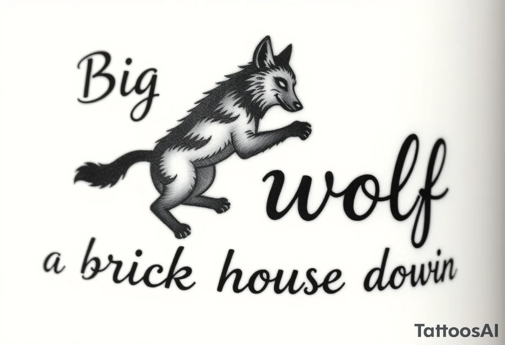 Big bad wolf  blowing a brick house down tattoo idea