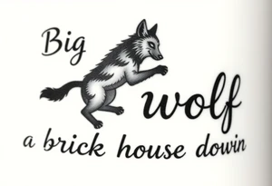 Big bad wolf  blowing a brick house down tattoo idea