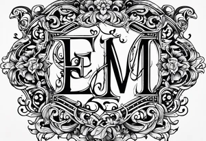 Initials E, M, B interwoven tattoo idea