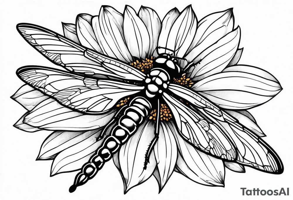 Gerber daisy dragonfly with breast cancer ribbon tattoo idea