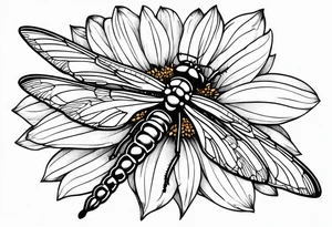Gerber daisy dragonfly with breast cancer ribbon tattoo idea