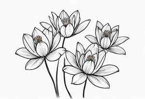 3 simple water lillie’s in a row becoming more bloomed tattoo idea