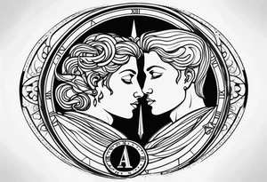 Janus, timeless clock, Aquarius tattoo idea