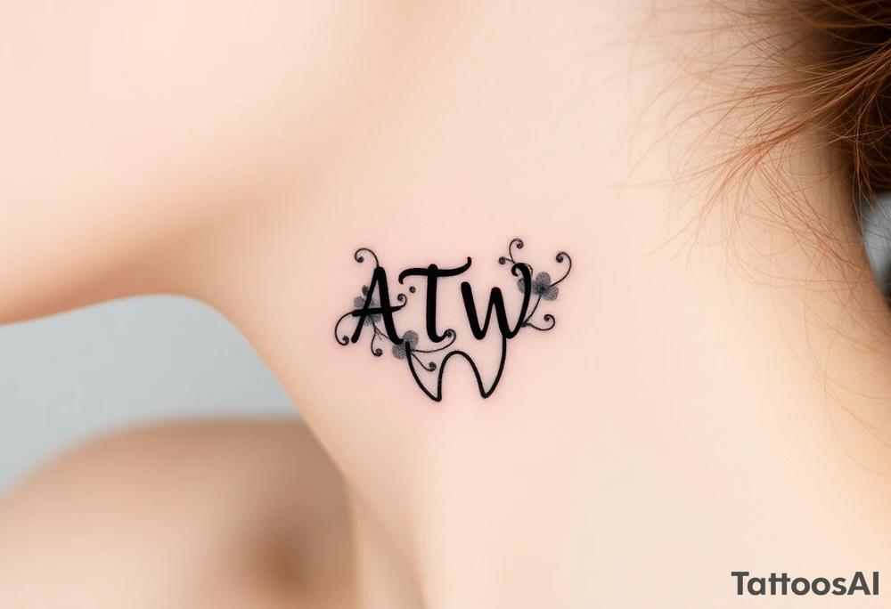 ATW initials inside a human teeth bite mark tattoo idea