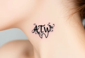 ATW initials inside a human teeth bite mark tattoo idea
