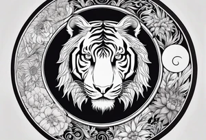 Tiger and lion on a yin yang plate tattoo idea