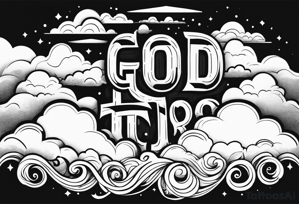 God, in a biblical text. Clouds behind it tattoo idea