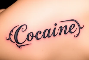 Cocaine written on somebody's foot to be tattooed tattoo idea