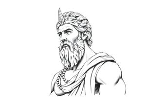 GREEK GOD LOOKING OVER HIS EMPIRE tattoo idea