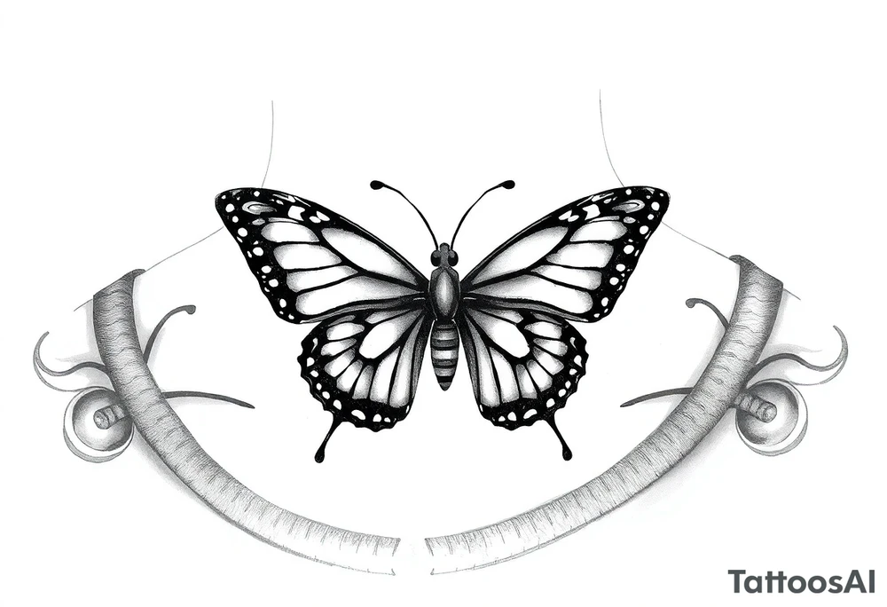 Butterfly tattoo on a neck tattoo idea