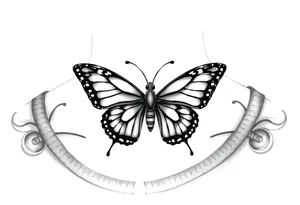 Butterfly tattoo on a neck tattoo idea