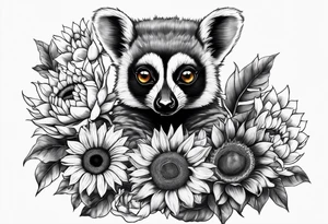 Lemur and sunflower tattoo idea
