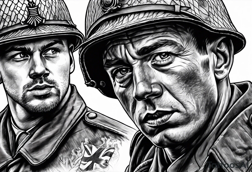 World war 2 British soldiers action tattoo idea
