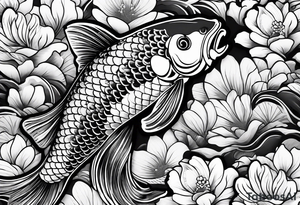 Koi fish with flower tattoo idea