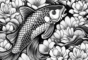 Koi fish with flower tattoo idea