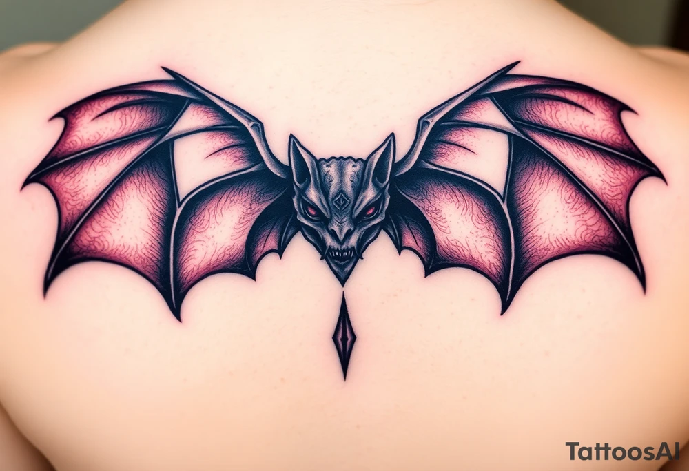 scary mutherfucking bat with scary wings sharp tattoo idea
