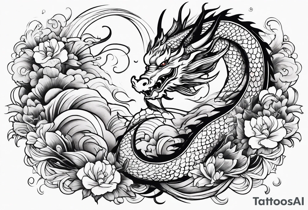dragon and koi fish tattoo idea