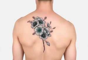 Turquoise colored mimosa flowers as a filler for an arm sleeve tattoo idea